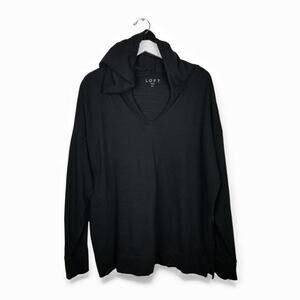LOFT Ann Taylor Hoodie 100% Cotton Oversized Tunic Black - Size XL